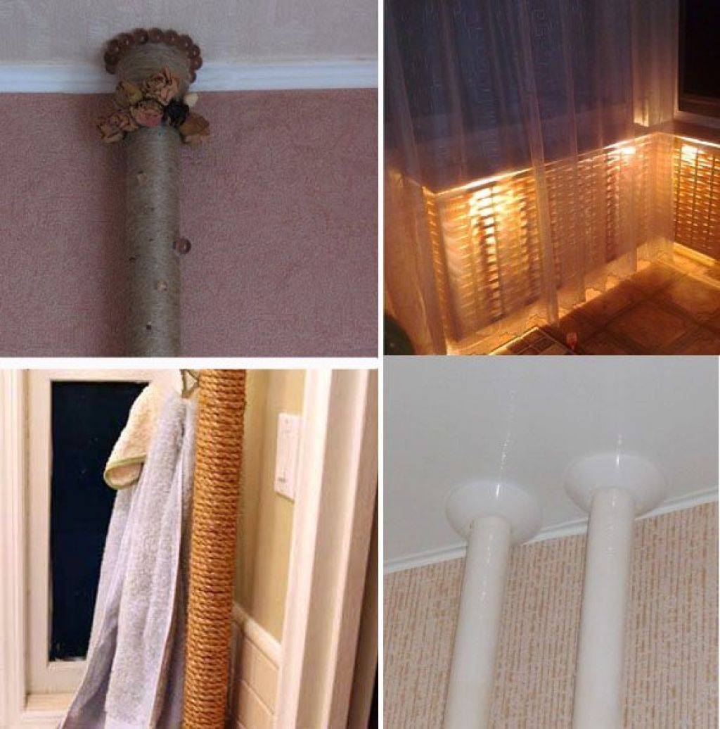Как задекорировать трубу отопления в комнате: фото декоративных накладок, короб, кольца, обвод для декора, декорировать розетками