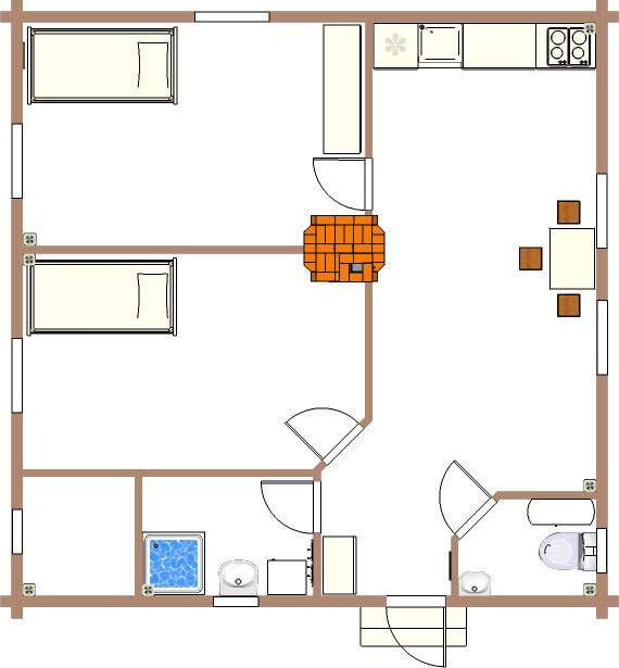 Дом 6 на 4 – планировка внутри с печкой: возможные варианты - 42 фото