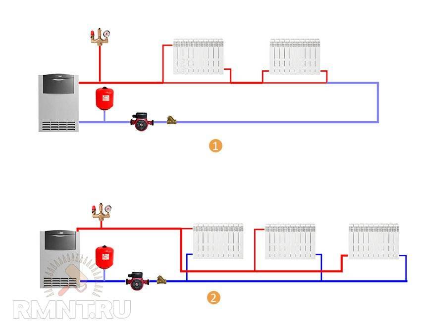 Схема отопления частного дома с газовым котлом: монтаж в квартире своими руками и как сделать