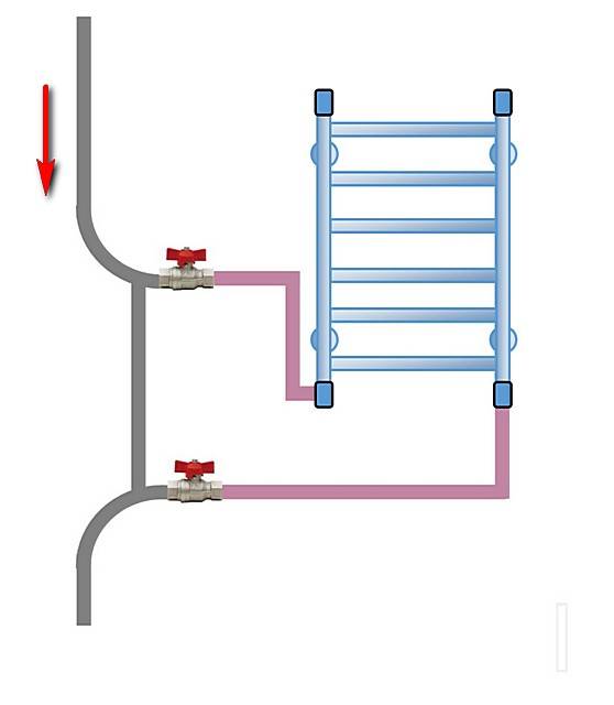 Как подключить полотенцесушитель к двухтрубной системе отопления?